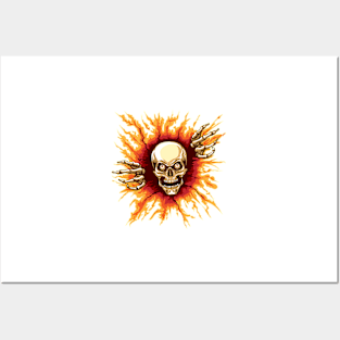 Skull Rising from Hell Vector Illustration Posters and Art